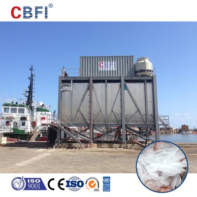 10-30 tonnellate/24h Macchina per la produzione di ghiaccio in fiocco Sistema automatico di stoccaggio del ghiaccio per il raffreddamento del cemento dei frutti di mare